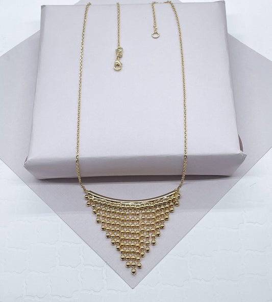 Milie Jewels - 18k Gold Filled Boho Chain Necklace Fringe Dangling Beads