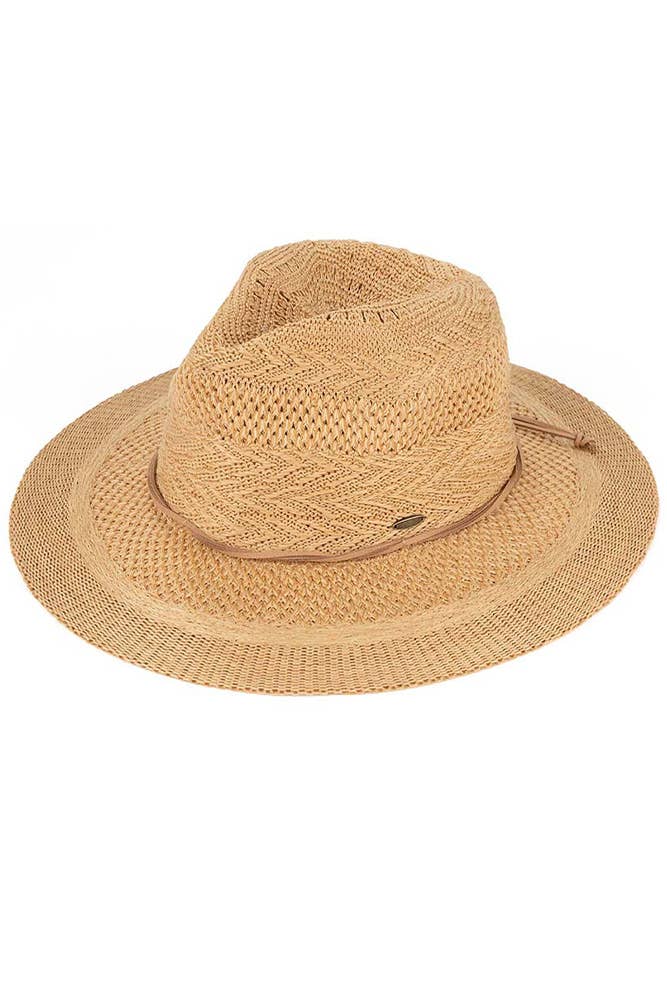 Hana - C.C Multi Pattern Suede String Band Panama Sun Hat