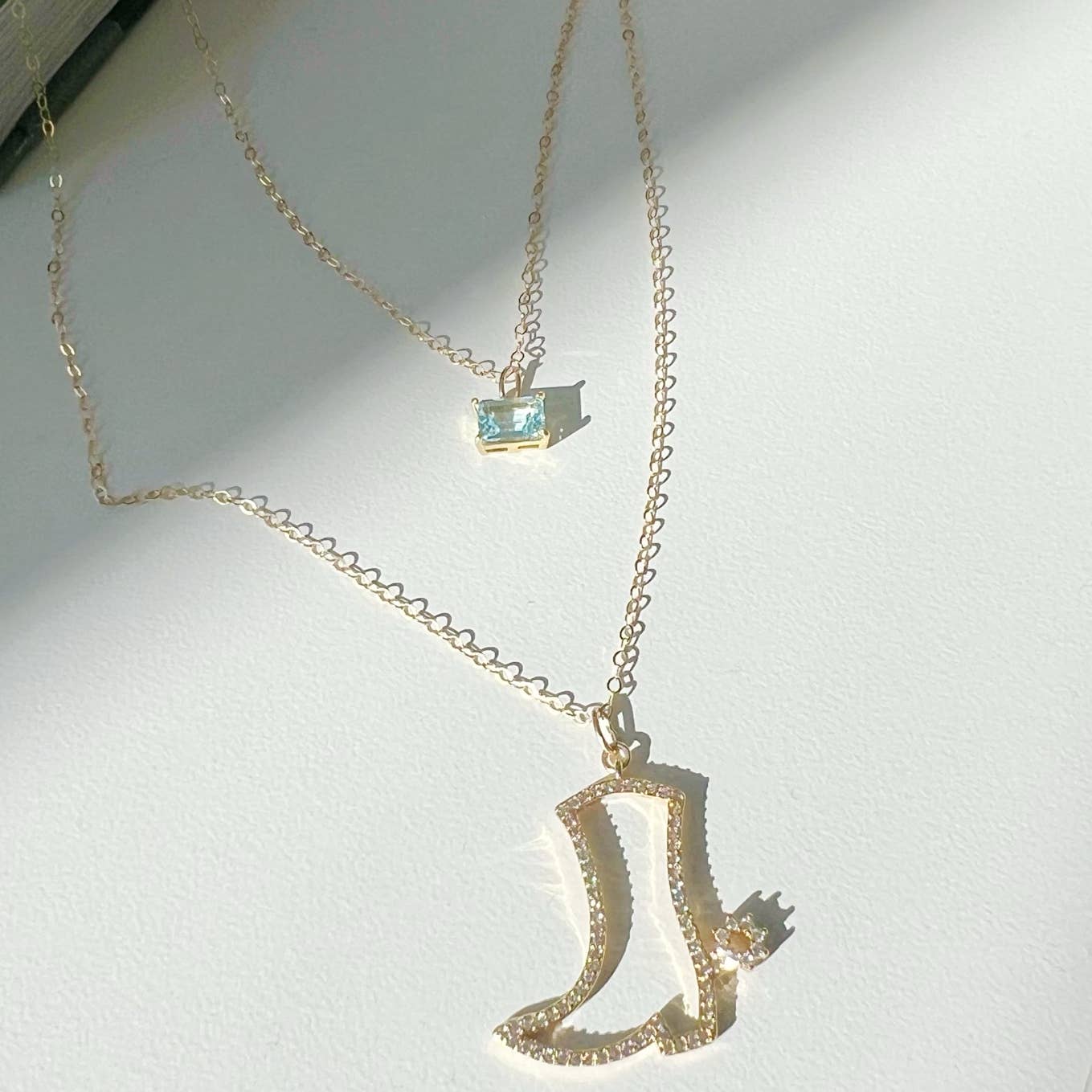 True by Kristy Jewelry - Everly Light Blue Aquamarine CZ Necklace Gold Filled