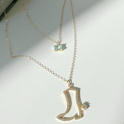True by Kristy Jewelry - Everly Light Blue Aquamarine CZ Necklace Gold Filled
