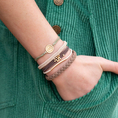 K'lani hair tie bracelets - "Climb" Natural Colors with Gold Mountain Accent hair Tie Bracelets