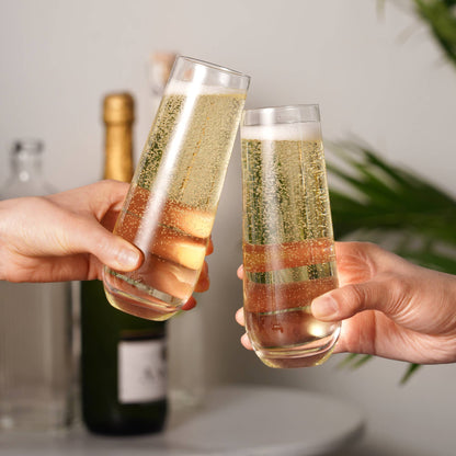 TRUE - Stemless Glass Champagne Flutes - Set of 4