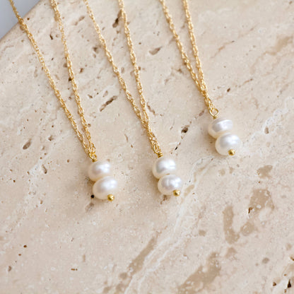 Mesa Blue - Mini Pearl Drop Necklace - Gold Filled