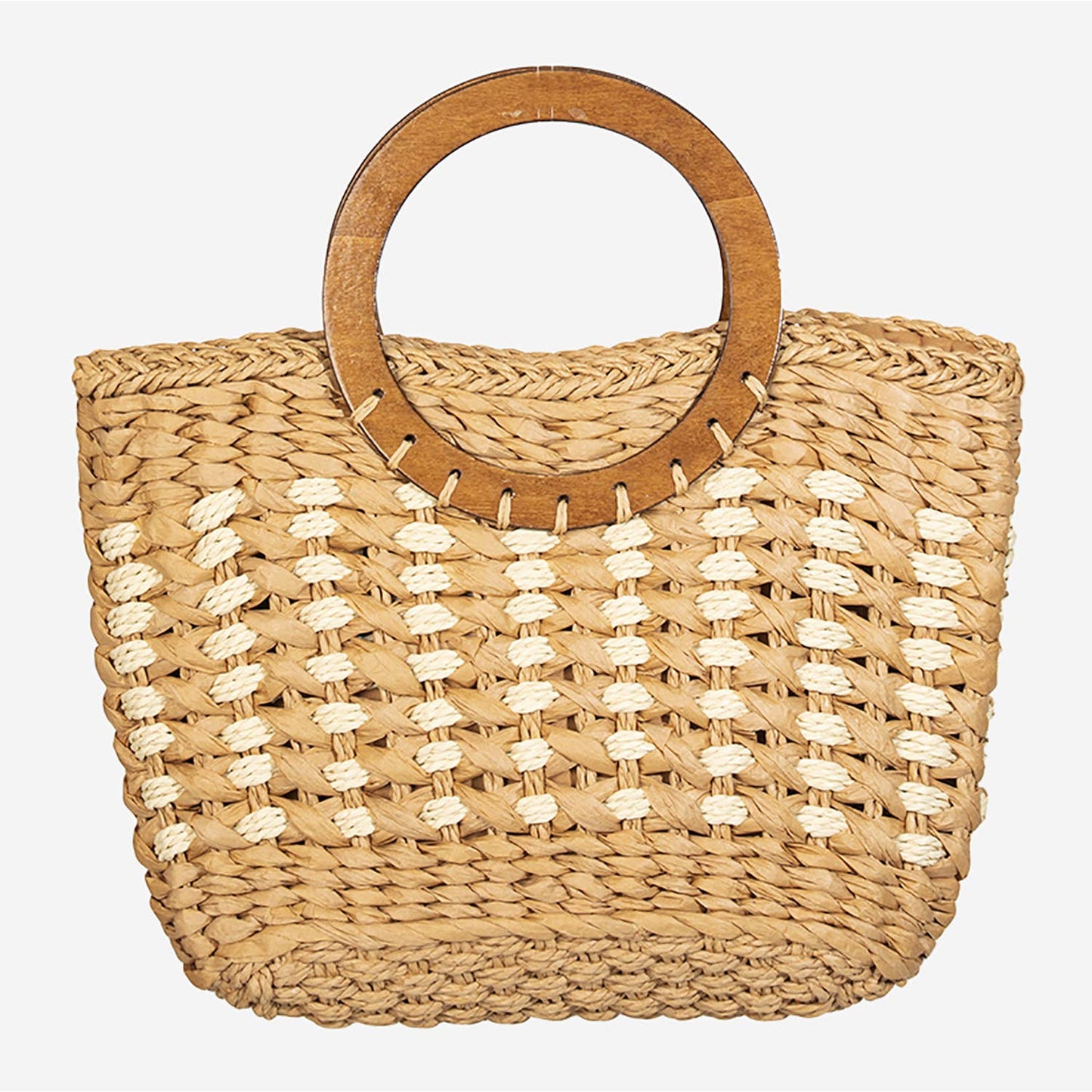 Collections by Fame Accessories - Small Braided Round Handle Tote Bag
