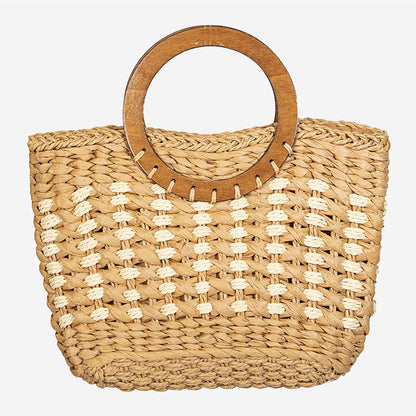 Collections by Fame Accessories - Small Braided Round Handle Tote Bag