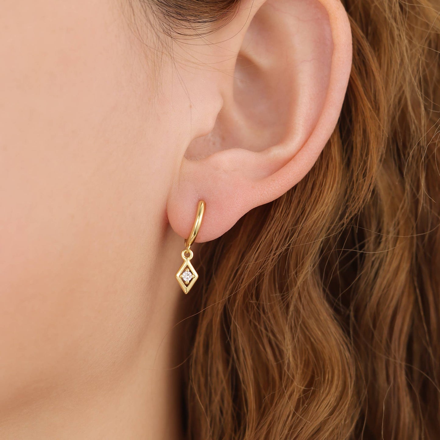 Melange Blanc - E181 dangle hoop earring, dangle earring, gold dangle