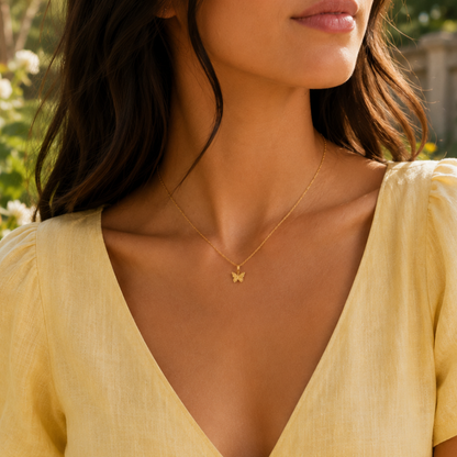 JaxKelly - Mini Butterfly Pendant Necklace - 18k Gold Plated