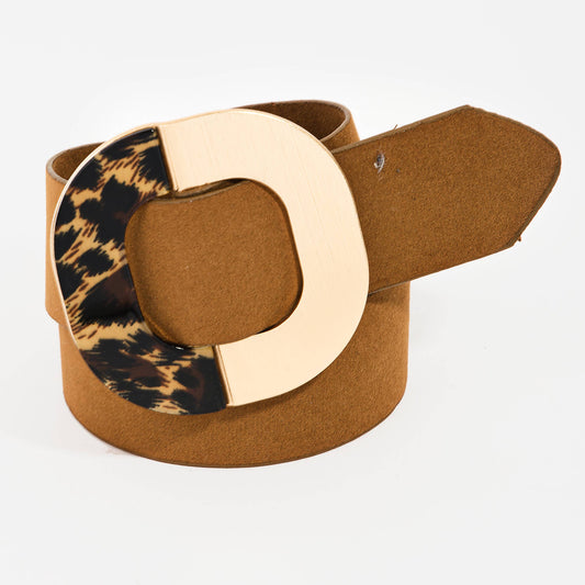 Collections by Fame Accessories - Brown Faux Leather Square Buckle Fashion Belt