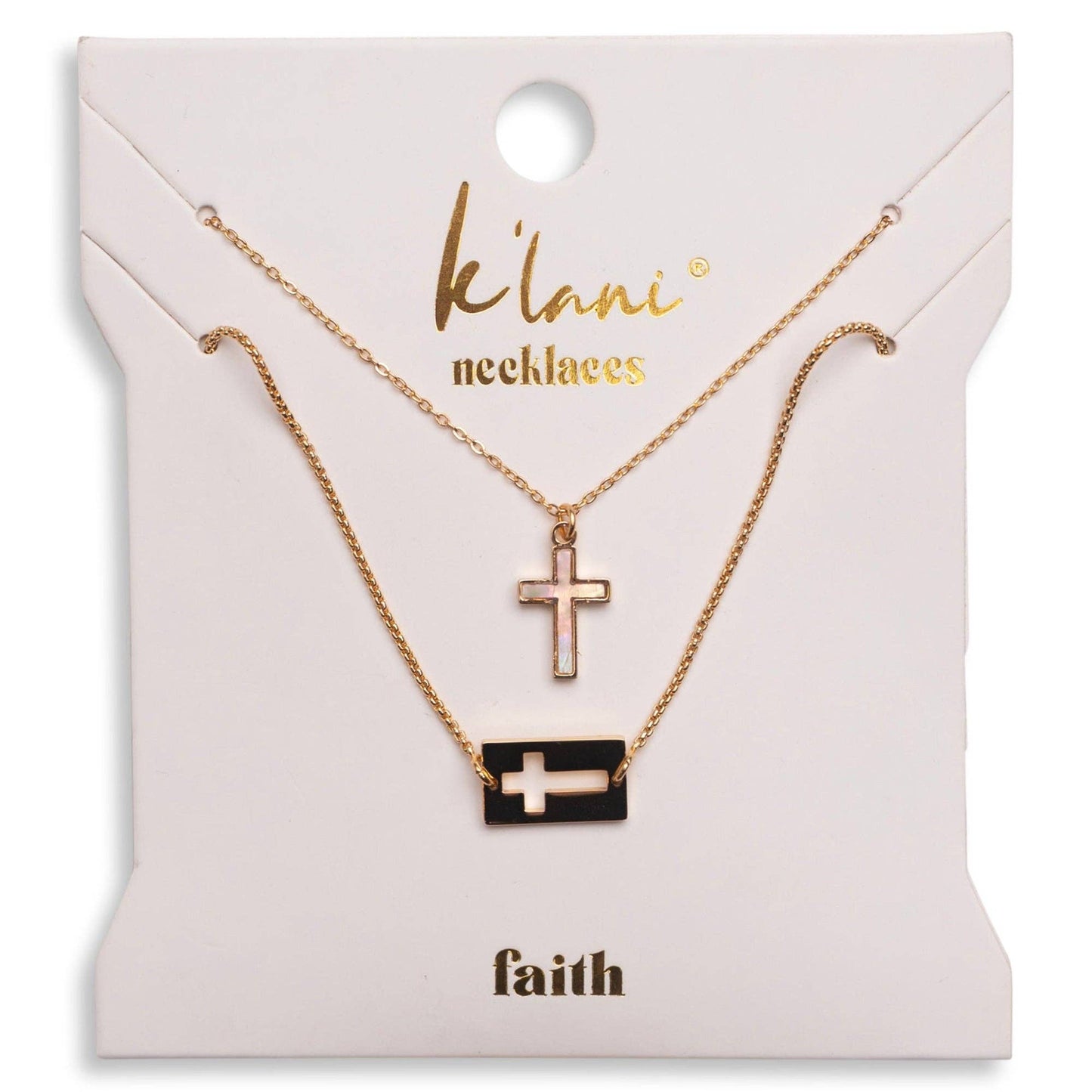 K'lani hair tie bracelets - "Faith" Necklace Set Gold Mother of Pearl