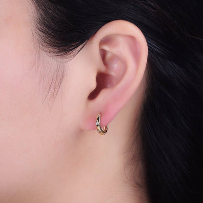 Aim Eternal - Gold Filled CZ Dotted Oval Minimalist Huggie Earrings