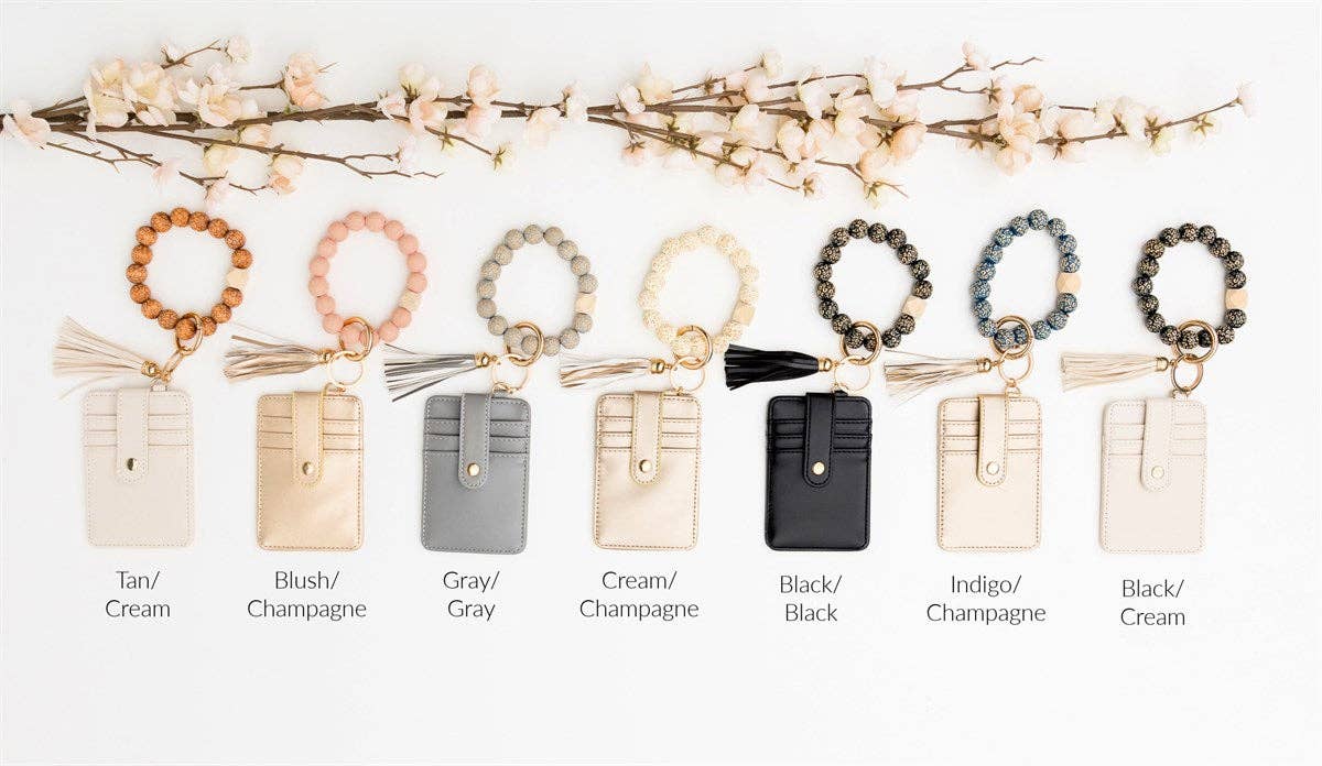 Aili's Corner - Leopard Beaded Key Ring Wallet Bracelet