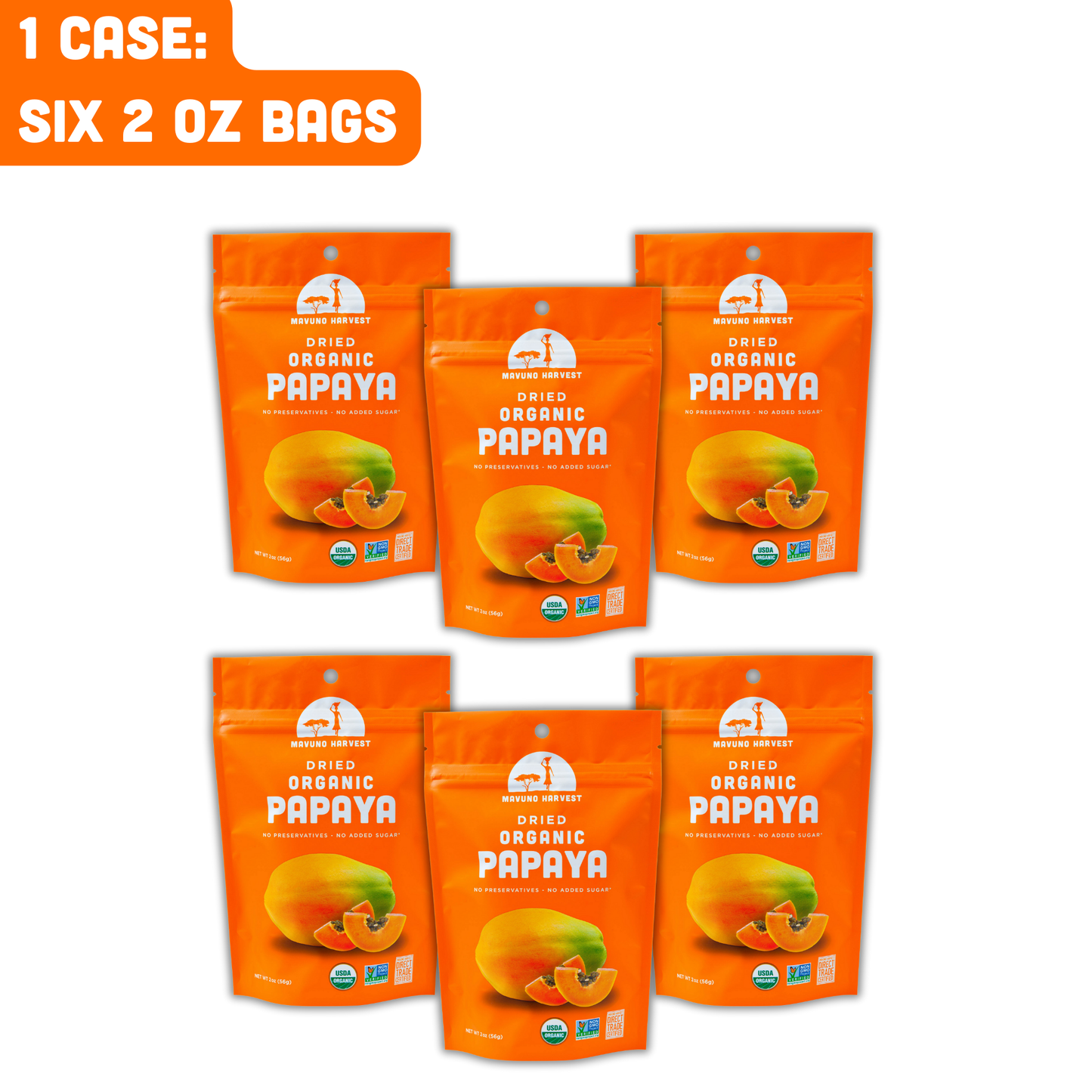 Mavuno Harvest Organics - Organic Dried Papaya, 6-pack case