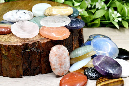 Soothing Crystals - 25pcs Gemstone Worry Stones, Palm Stone, Thumb Stone
