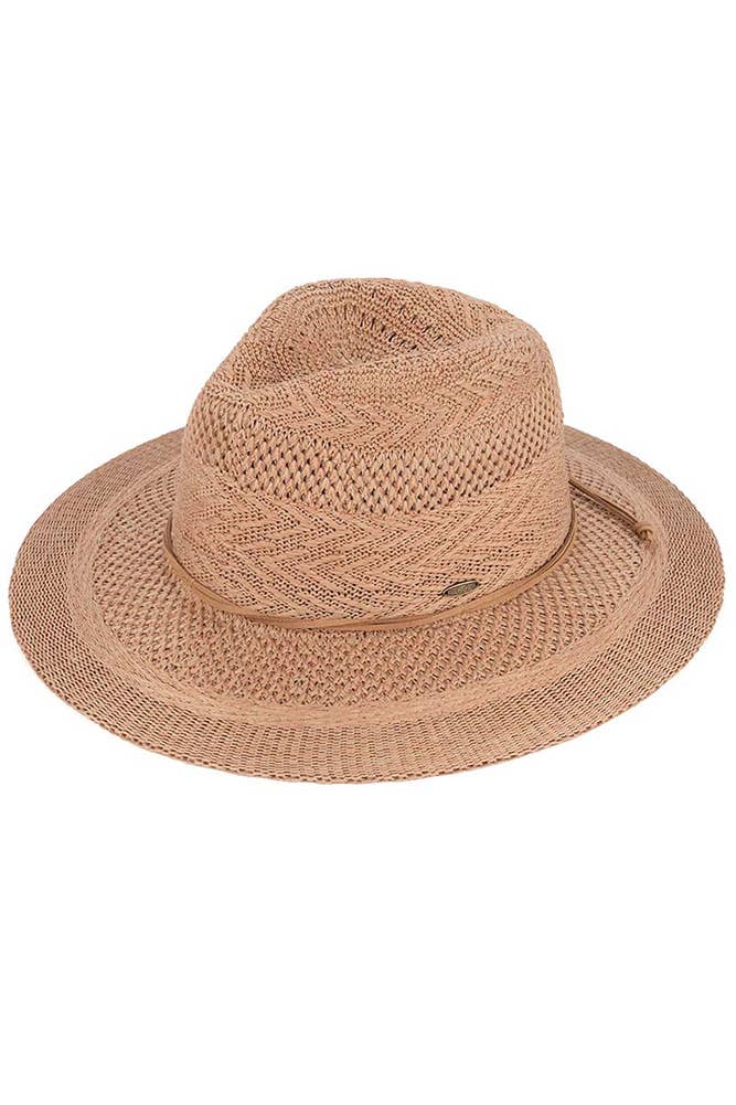Hana - C.C Multi Pattern Suede String Band Panama Sun Hat