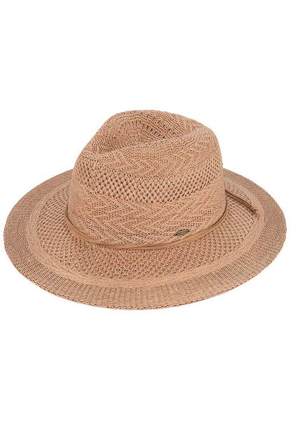 Hana - C.C Multi Pattern Suede String Band Panama Sun Hat