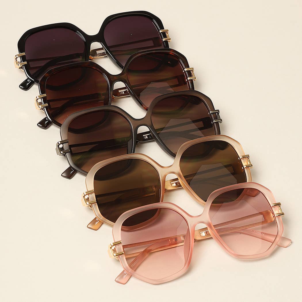 Fashion City - Women's Unique Temples Geometric Sunglasses