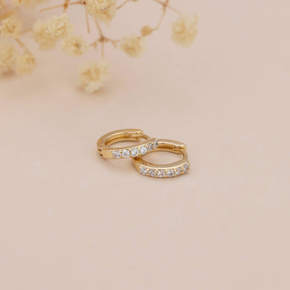 Melange Blanc - E162 paved huggie hoop earring, huggie earring, paved hoop