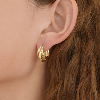 Melange Blanc - E117 triple hoop earrings, gold hoops, hoop earrings