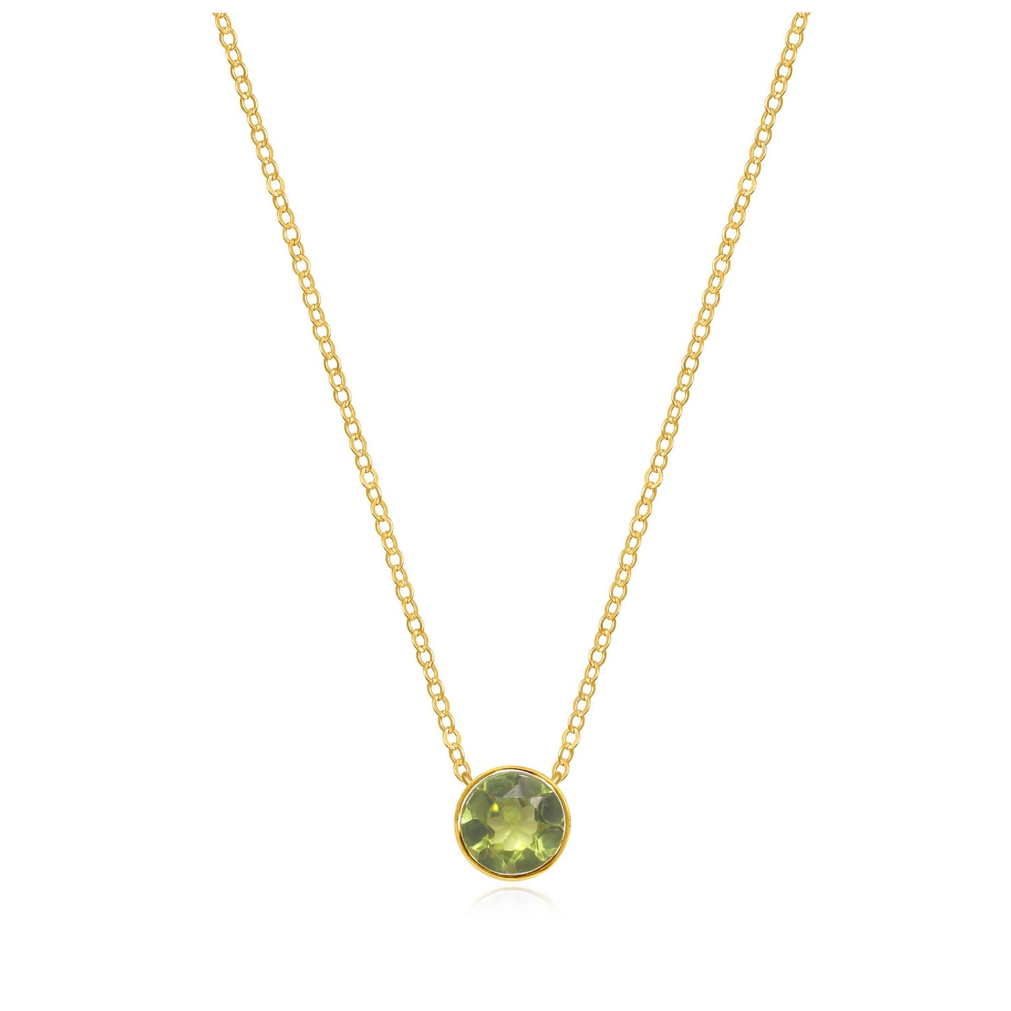 Amelia Rose Jewelry - Birthstone Solitaire Necklace-August Peridot