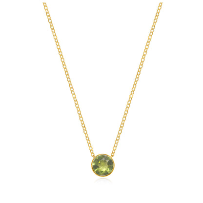 Amelia Rose Jewelry - Birthstone Solitaire Necklace-August Peridot