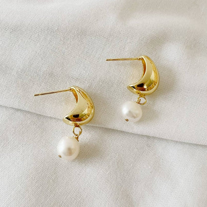 True by Kristy Jewelry - Kira Freshwater Pearl Dome Studs Earrings Gold Filled
