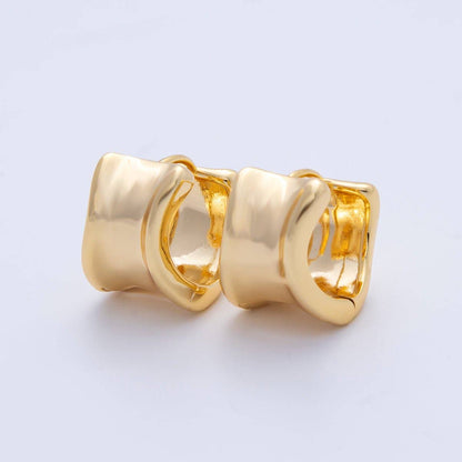 Aim Eternal - 18K Gold Filled 15.5mm Wide Molten Curved Geometric Huggie Earrings | Earrings-00039