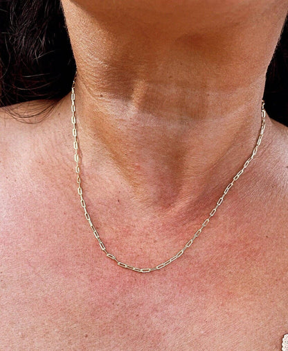 Milie Jewels - 18k Gold Filled 2mm Dainty Paper Clip Chain Necklace for Who