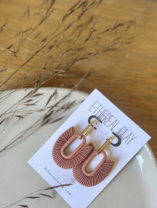 Ethereal Clay - Rectangle Huggie Boho Clay Earrings 