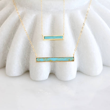 Mesa Blue - Turquoise, White Turquoise Bar Necklace