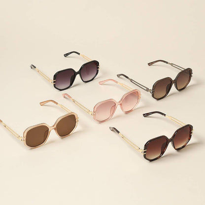 Fashion City - Women's Unique Temples Geometric Sunglasses