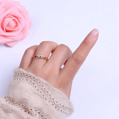 Aim Eternal - Dainty Gold Filled Bow CZ Ring Open Adjustable Ring S-514