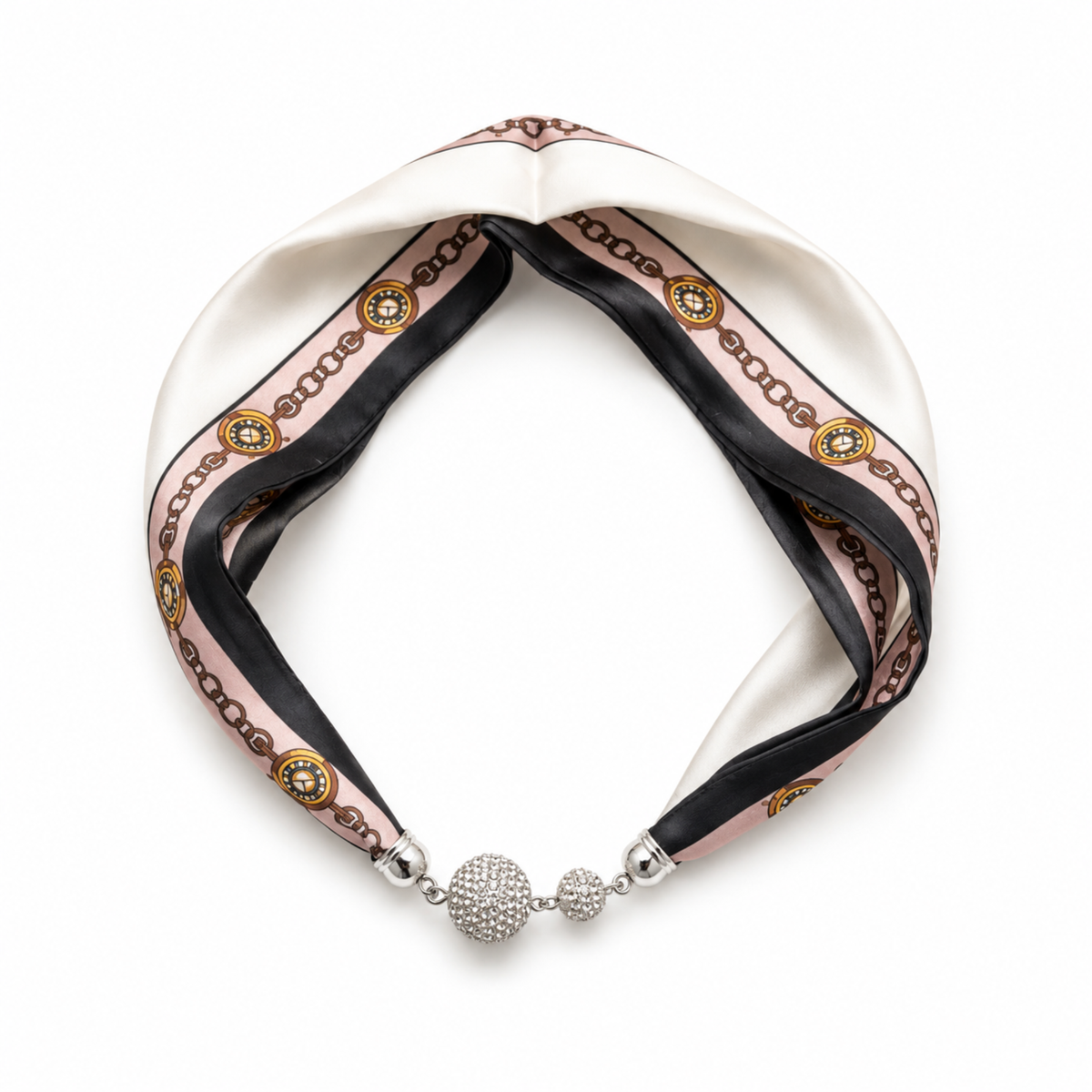 Ellison+Young - Ellison+Young Satin Twilly Scarf Necklace with Jeweled Magnetic Clasp