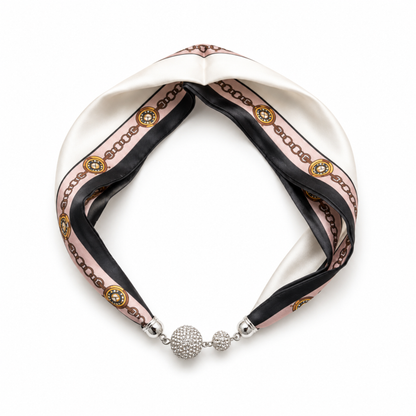Ellison+Young - Ellison+Young Satin Twilly Scarf Necklace with Jeweled Magnetic Clasp