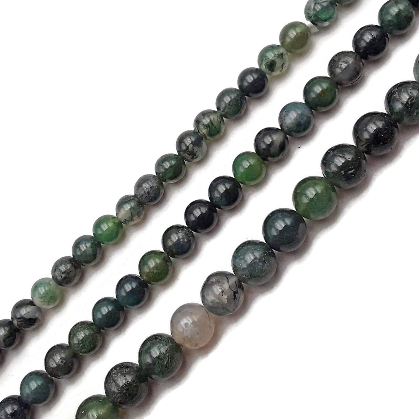 CRCBEADS - Green Moss Agate Smooth Round Beads 4mm 6mm 8mm 10mm Approx 15.5" Strand