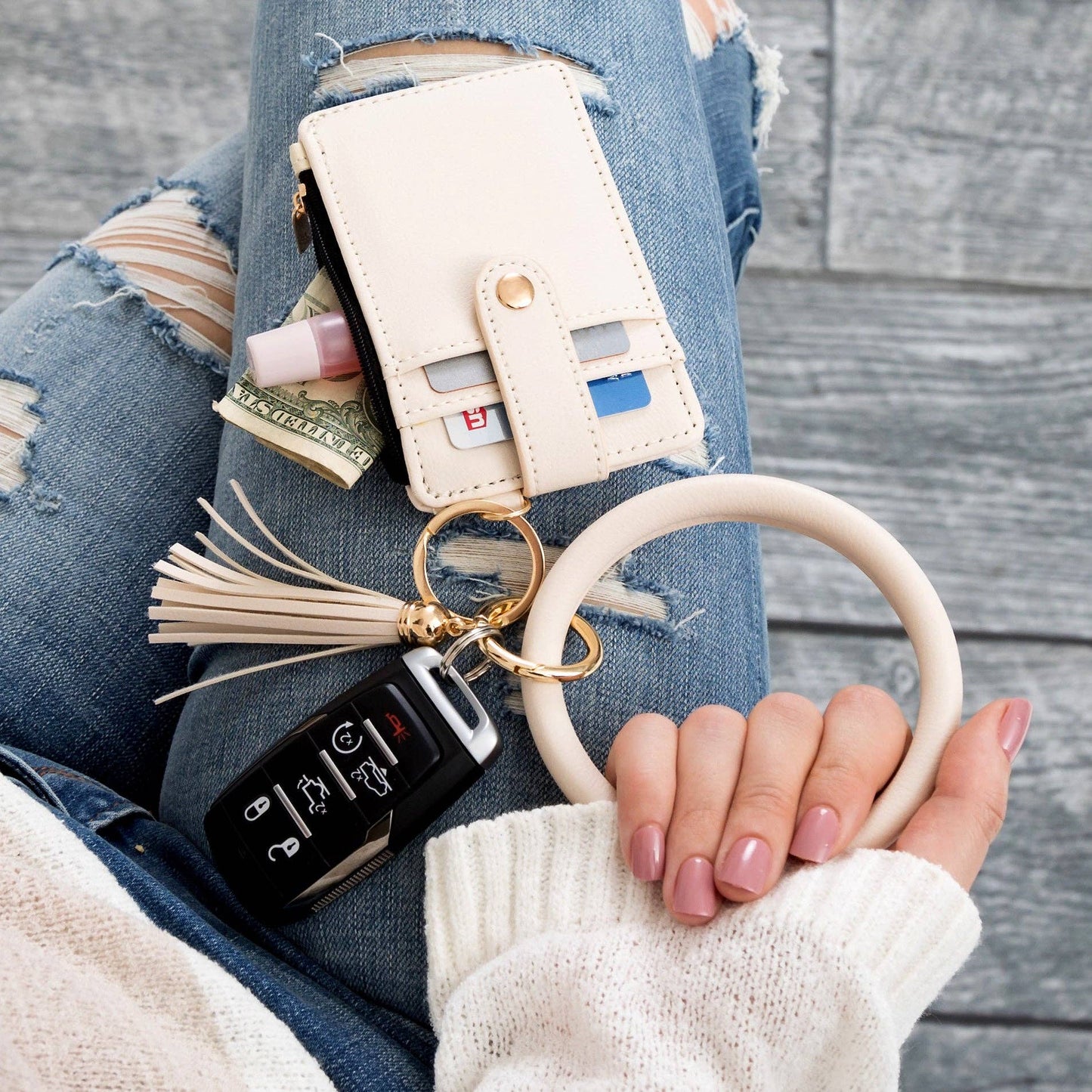 Aili's Corner - Key Ring ID Wallet Zip Bracelet