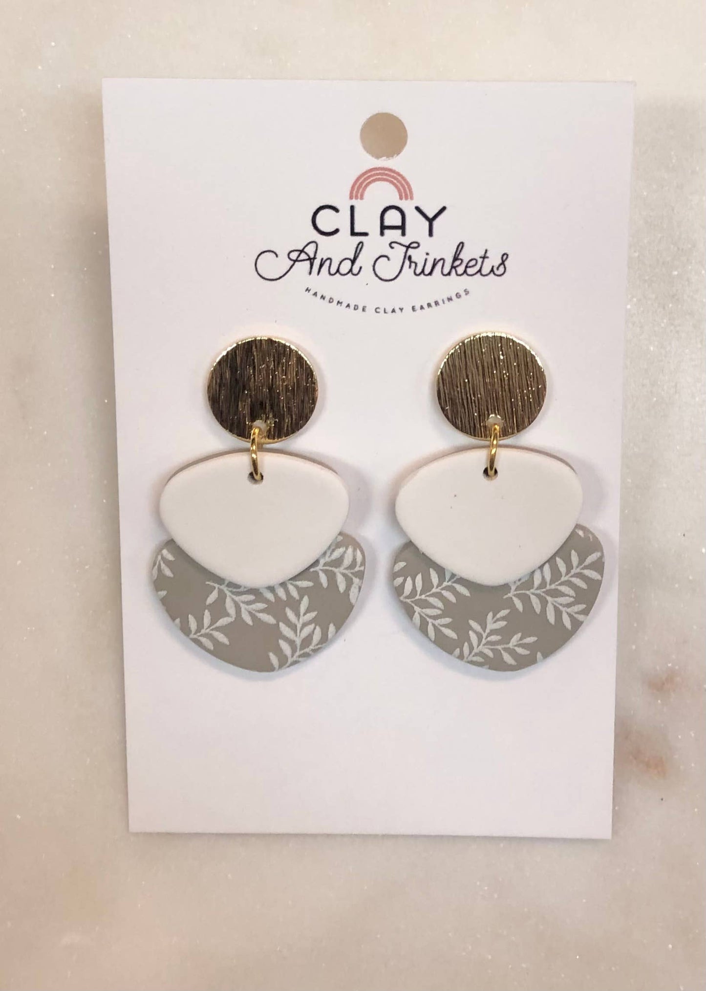 Clay and Trinkets - Quinn Dangles Floral Grey
