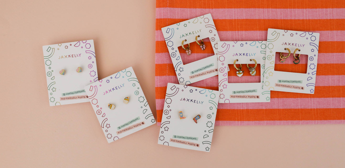 JaxKelly - Cupcake Enamel Flat Back Kids Earrings