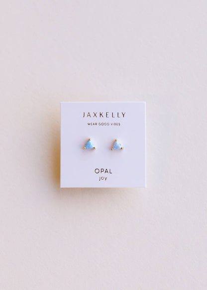 JaxKelly - Mini Energy Gem - Fire Opal - Gold Earrings