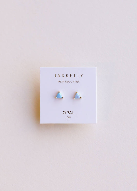JaxKelly - Mini Energy Gem - Fire Opal - Gold Earrings