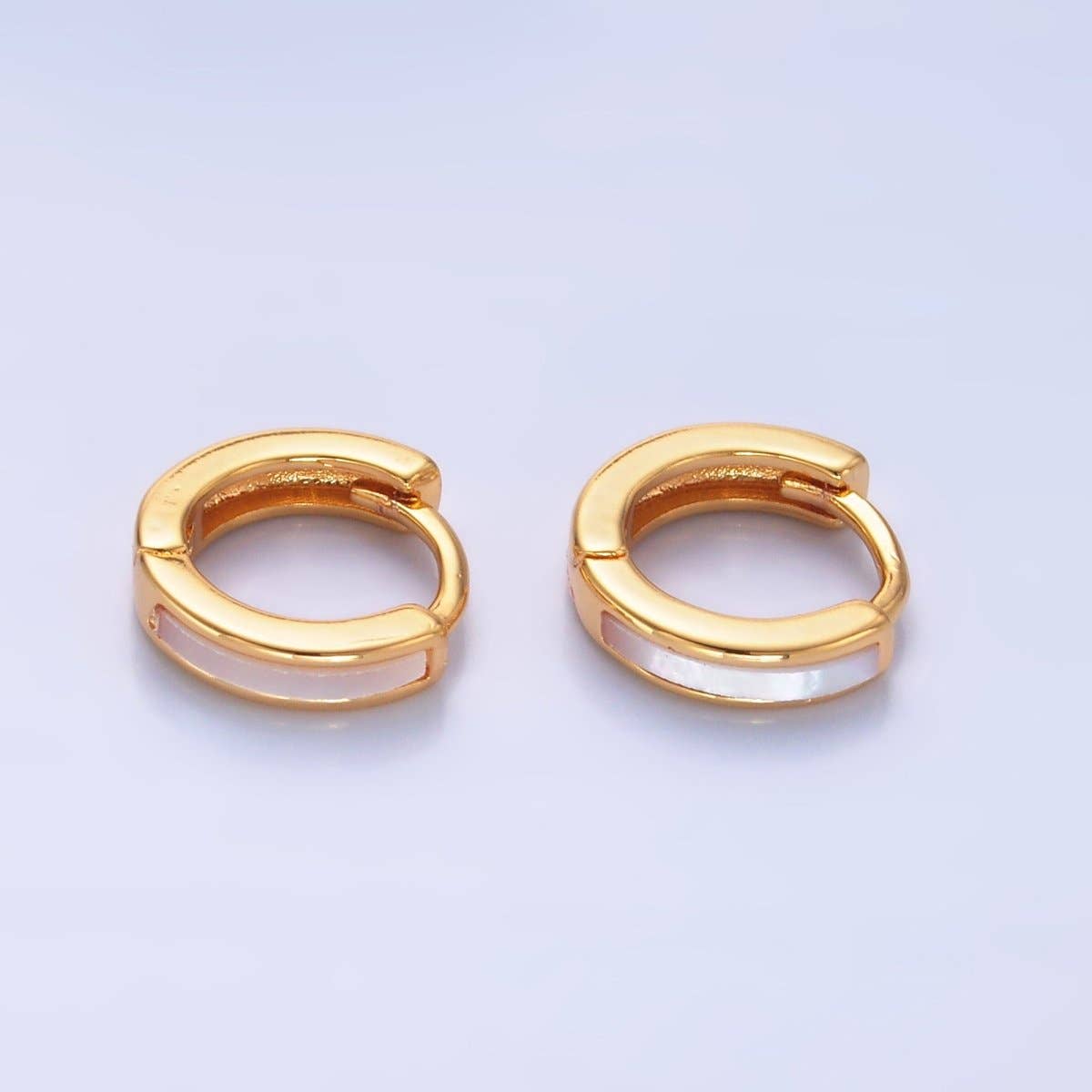 Aim Eternal - 16K Gold Filled 12mm Shell Pearl Lined Cartilage Huggie Earrings | P405