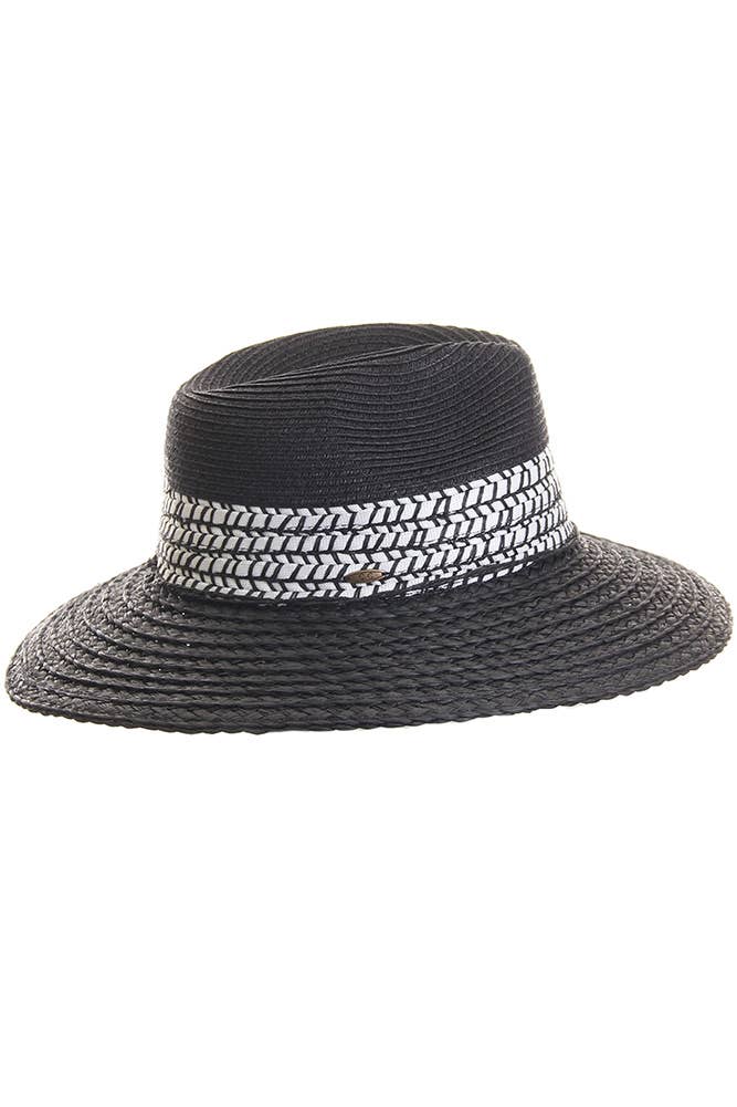Hana - C.C Paper Straw Panama with Whip Stitches on Woven Trim