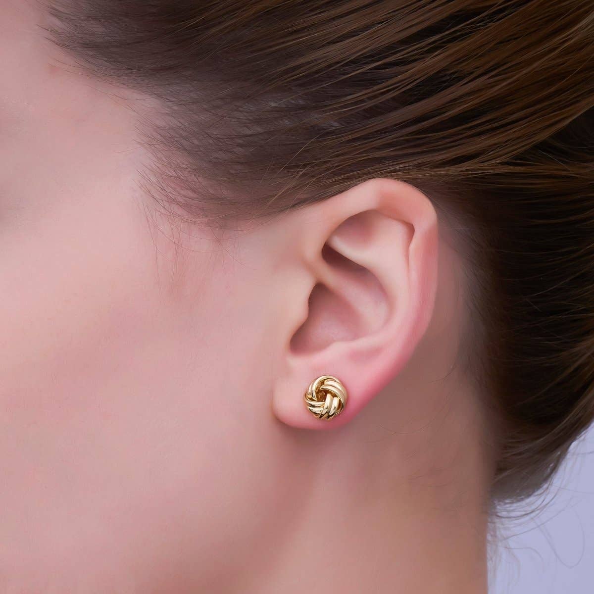 Aim Eternal - 24K Gold Filled Mini 10mm Geometric Knot Stud Earrings | AI451