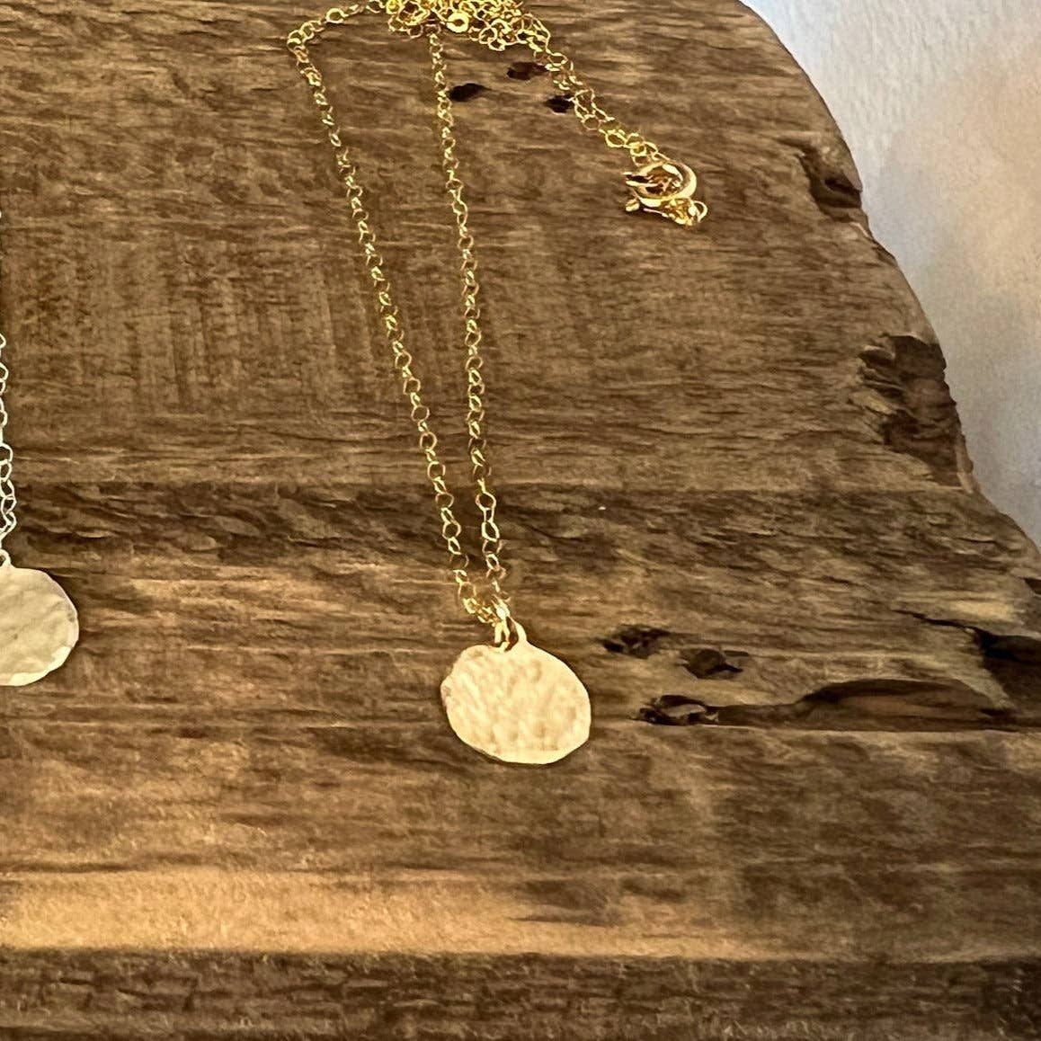 Sela+Sage - Hammered Gold Filled Circle Pendant Necklace