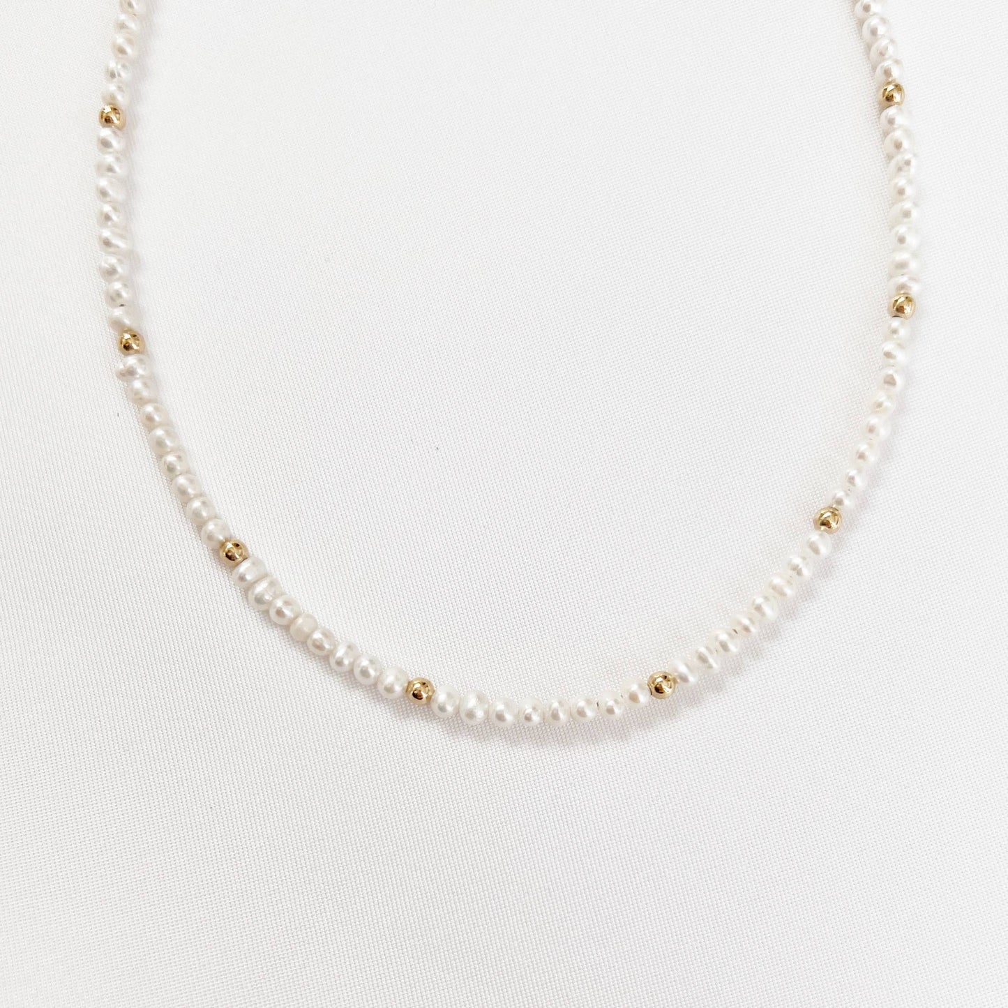 True by Kristy Jewelry - Dainty Freshwater Pearl Choker Necklace Gold Filled