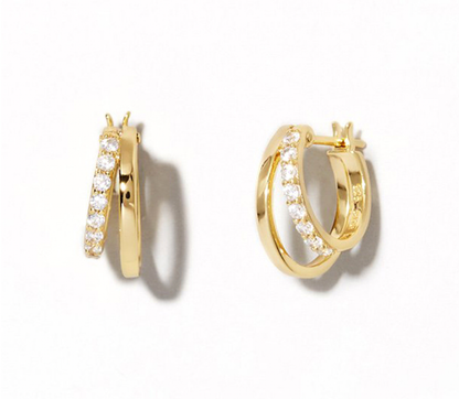 Melange Blanc - E072 double hoop earrings, pave hoop earrings