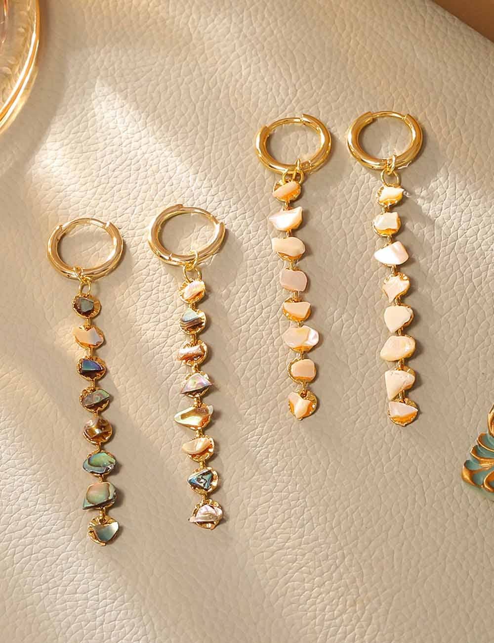 Dipped Shop - Trendy Natural Shell Beaded Long Dangle Earrings DP26H893