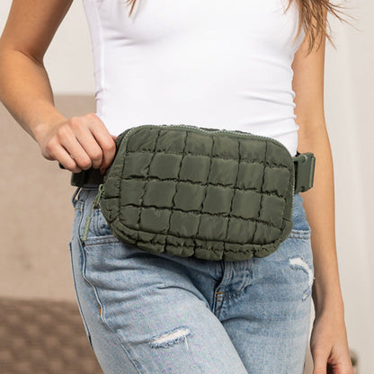 Aili's Corner - Evyn Quilted Puffer Sling Crossbody Belt Bum Fanny Waist Bag
