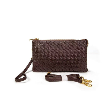 MiMi Wholesale - 7050 Kathy Woven Three Compartment Clutch/Crossbody Bag