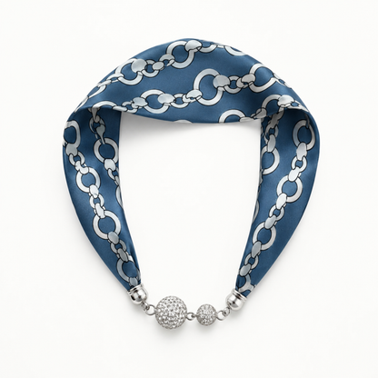Ellison+Young - Ellison+Young Satin Twilly Scarf Necklace with Jeweled Magnetic Clasp