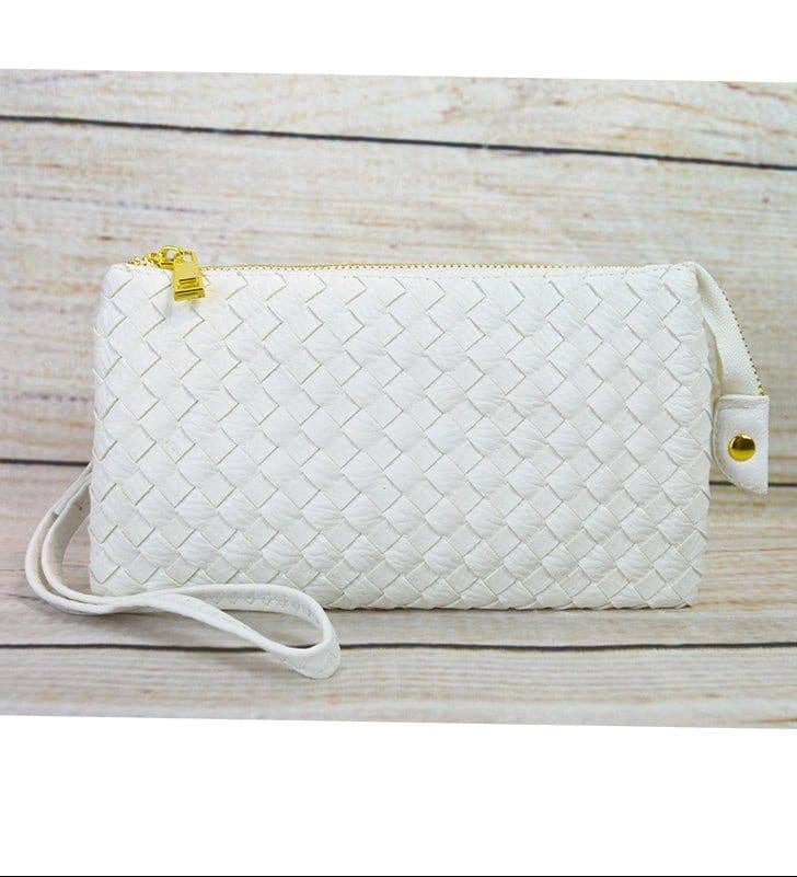 MiMi Wholesale - 7050 Kathy Woven Three Compartment Clutch/Crossbody Bag